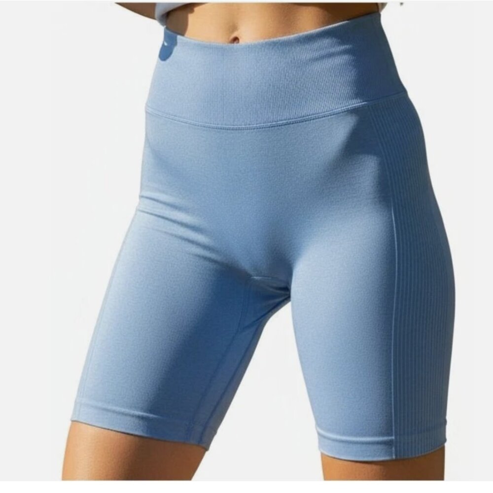 PINK Victoria's Secret Sky Blue Relay 6" Bike Shorts XL Logo Workout Yoga NWT